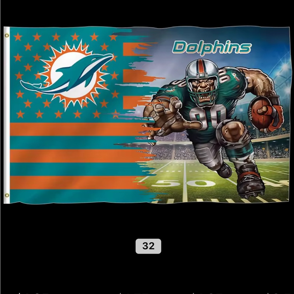 NFL Miami Dolphins Teal and Orange Flag